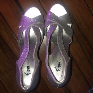 Silver sparkly heels